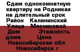 Сдам однокомнатную квартиру на Родниках на длительный срок. › Район ­ Калининский › Улица ­ Мясниковой › Дом ­ 6/3 › Этажность дома ­ 19 › Цена ­ 1 700 - Новосибирская обл., Новосибирск г. Недвижимость » Квартиры аренда   . Новосибирская обл.,Новосибирск г.